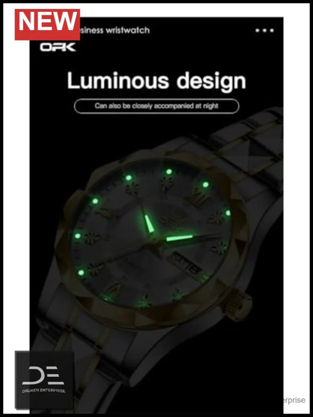 Stainless Steel Luminous Waterproof Dress Watch